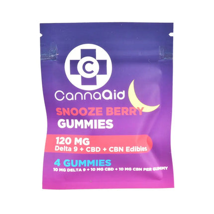 30PC DISP- CannaAid D9+CBD+CBN Gummies 4pk - 120mg/Snooze Berry - Vape Boss