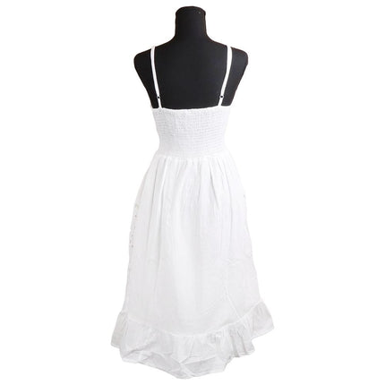 Spaghetti Strapped White Cotton Dress - One Size