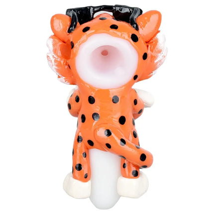 Cheezy Cheetah Enamel on Glass Hand Pipe - 5.5" - Vape Boss