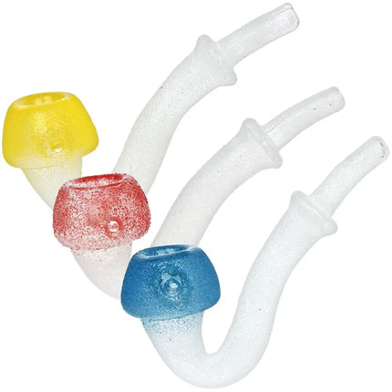 Cubensis Frosted Glass Sherlock Pipe - 4.5" / Colors Vary - Vape Boss