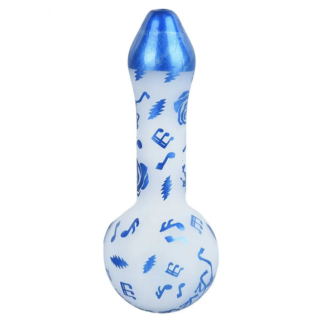 Grateful Dead x Pulsar Blue Sky Dancing Skellies Glass Spoon Pipe - 4.75" - Vape Boss