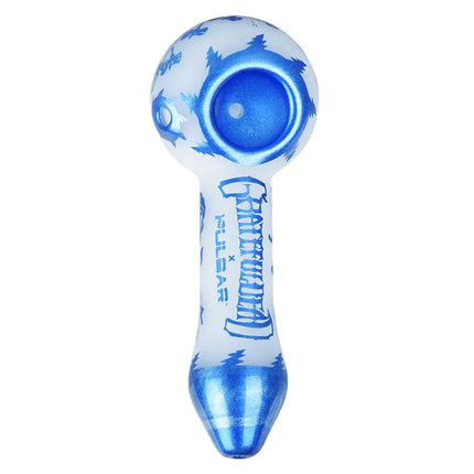 Grateful Dead x Pulsar Blue Sky Dancing Skellies Glass Spoon Pipe - 4.75" - Vape Boss