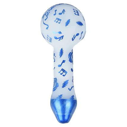 Grateful Dead x Pulsar Blue Sky Dancing Skellies Glass Spoon Pipe - 4.75" - Vape Boss
