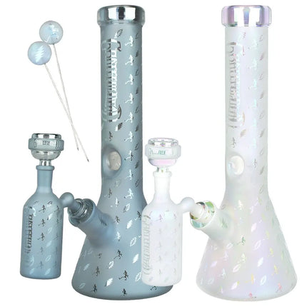Grateful Dead x Pulsar Bolts And Skellies Glass Beaker Water Pipe Set | 13.75" | 14mm F - Vape Boss