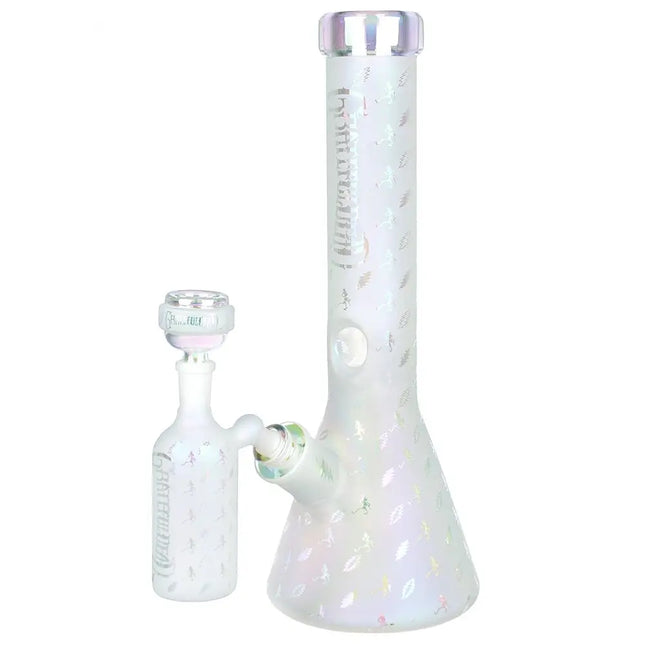 Grateful Dead x Pulsar Bolts And Skellies Glass Beaker Water Pipe Set | 13.75" | 14mm F - Vape Boss