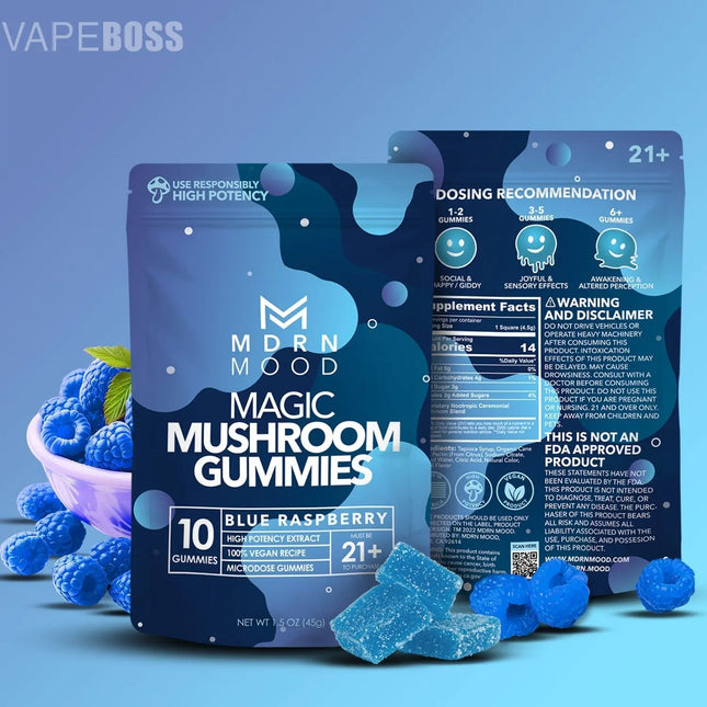 MDRN MOOD Magic Mushroom Gummies - Blue Raspberry - Vape Boss