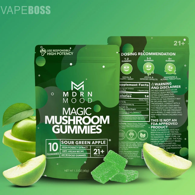 MDRN MOOD Magic Mushroom Gummies - Sour Green Apple - Vape Boss