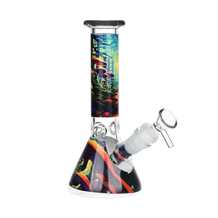 Mushroom Forest Glass Beaker Water Pipe Smoking Set - 7.75" - Vape Boss