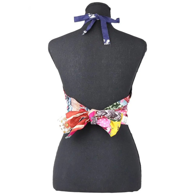 Patchwork Tie Halter Crop Top - One Size - Vape Boss