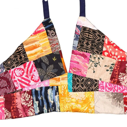Patchwork Tie Halter Crop Top - One Size - Vape Boss