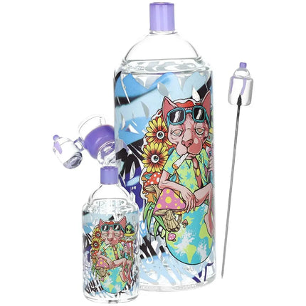 Pulsar Graffiti Series Spray Paint Glass Water Pipe Set / 7.5" / 14mm F Smoke Drop