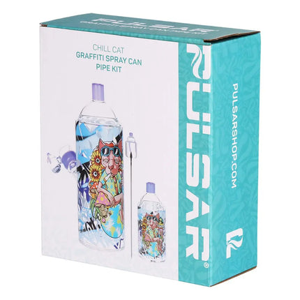 Pulsar Graffiti Series Spray Paint Glass Water Pipe Set / 7.5" / 14mm F Smoke Drop
