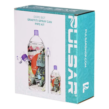 Pulsar Graffiti Series Spray Paint Glass Water Pipe Set / 7.5" / 14mm F Smoke Drop