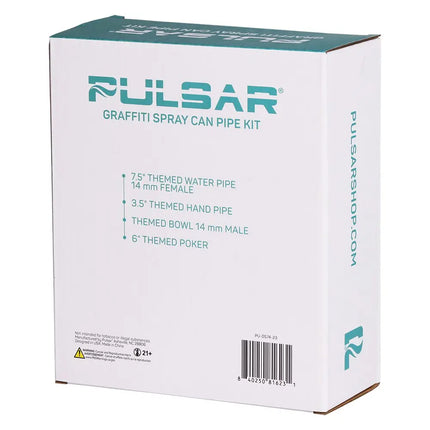 Pulsar Graffiti Series Spray Paint Glass Water Pipe Set / 7.5" / 14mm F Smoke Drop