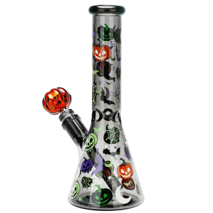 Pulsar Halloween Party Herb Pipe Glow Duo- 10" / 14mm F Smoke Drop