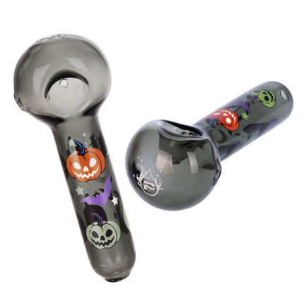 Pulsar Halloween Party Herb Pipe Glow Duo- 10" / 14mm F Smoke Drop
