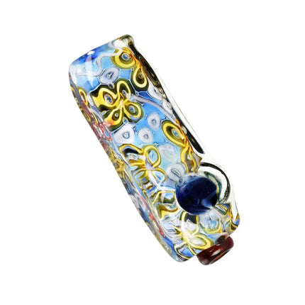 River Flowers Squared Glass Hand Pipe - Vape Boss
