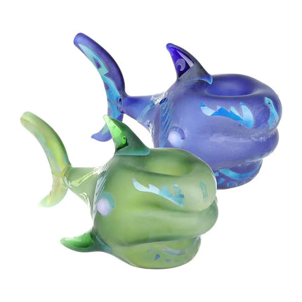 Shark Attack Sandblasted Glass Hand Pipe - 5" / Colors Vary - Vape Boss