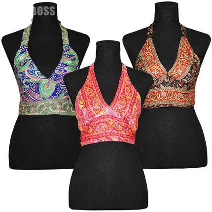 Silk Halter Tie Crop Top - One Size - Vape Boss