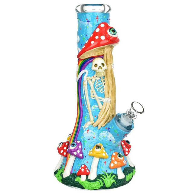 Sneaky Skeleton And Watchful Fungi Glow In Dark Beaker Water Pipe-12.5" / 14mm F - Vape Boss