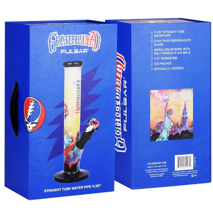 The Grateful Dead x Pulsar Inside Print Straight Tube Glass Water Pipe | 11.25" | 14mm F Smoke Drop