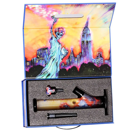 The Grateful Dead x Pulsar Inside Print Straight Tube Glass Water Pipe | 11.25" | 14mm F Smoke Drop