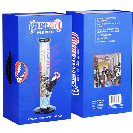 The Grateful Dead x Pulsar Inside Print Straight Tube Glass Water Pipe | 11.25" | 14mm F Smoke Drop