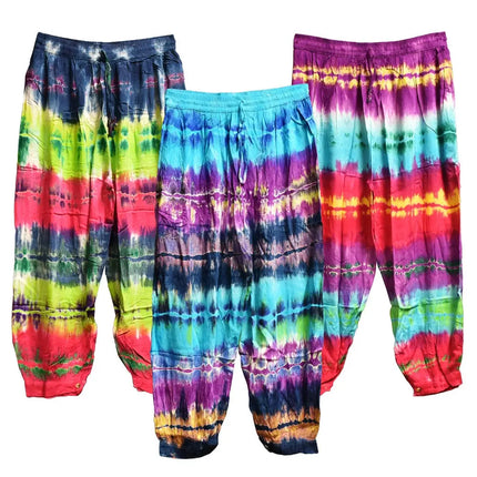 Tie Dye Striped Harem Pants - 37"/Colors Vary - Vape Boss