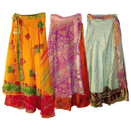Two-Layer Sari Material Wrap Skirt - 36" - Vape Boss